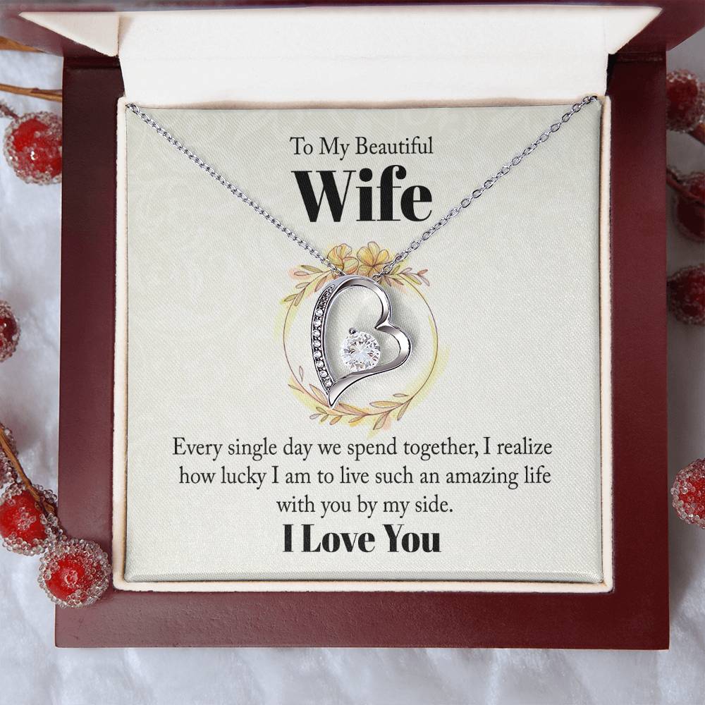 To My Beautiful Wife - Wedding Day Best Gift - Forever Love Necklace