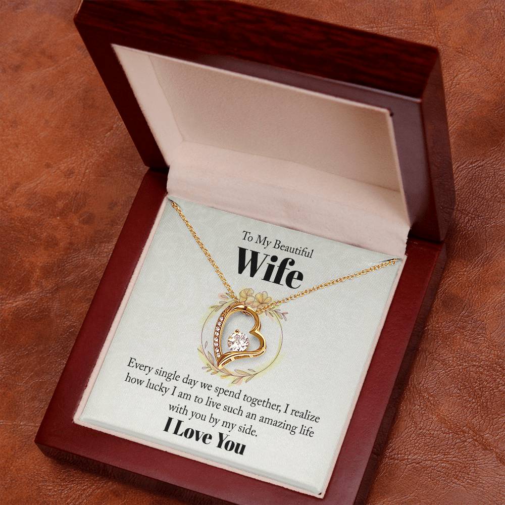 To My Beautiful Wife - Wedding Day Best Gift - Forever Love Necklace