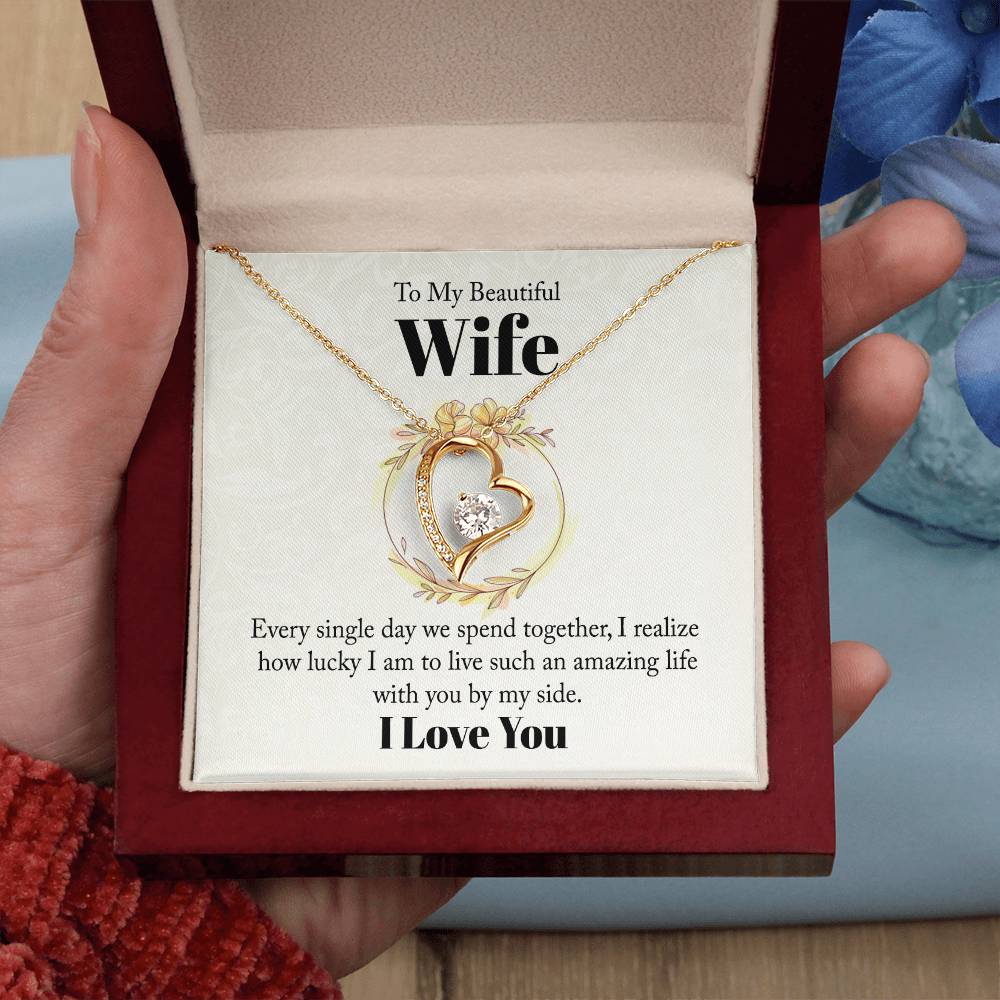 To My Beautiful Wife - Wedding Day Best Gift - Forever Love Necklace