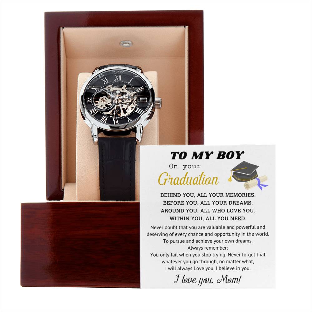 Perfect Graduation Gift - Congratulations - Men's Openwork Watch