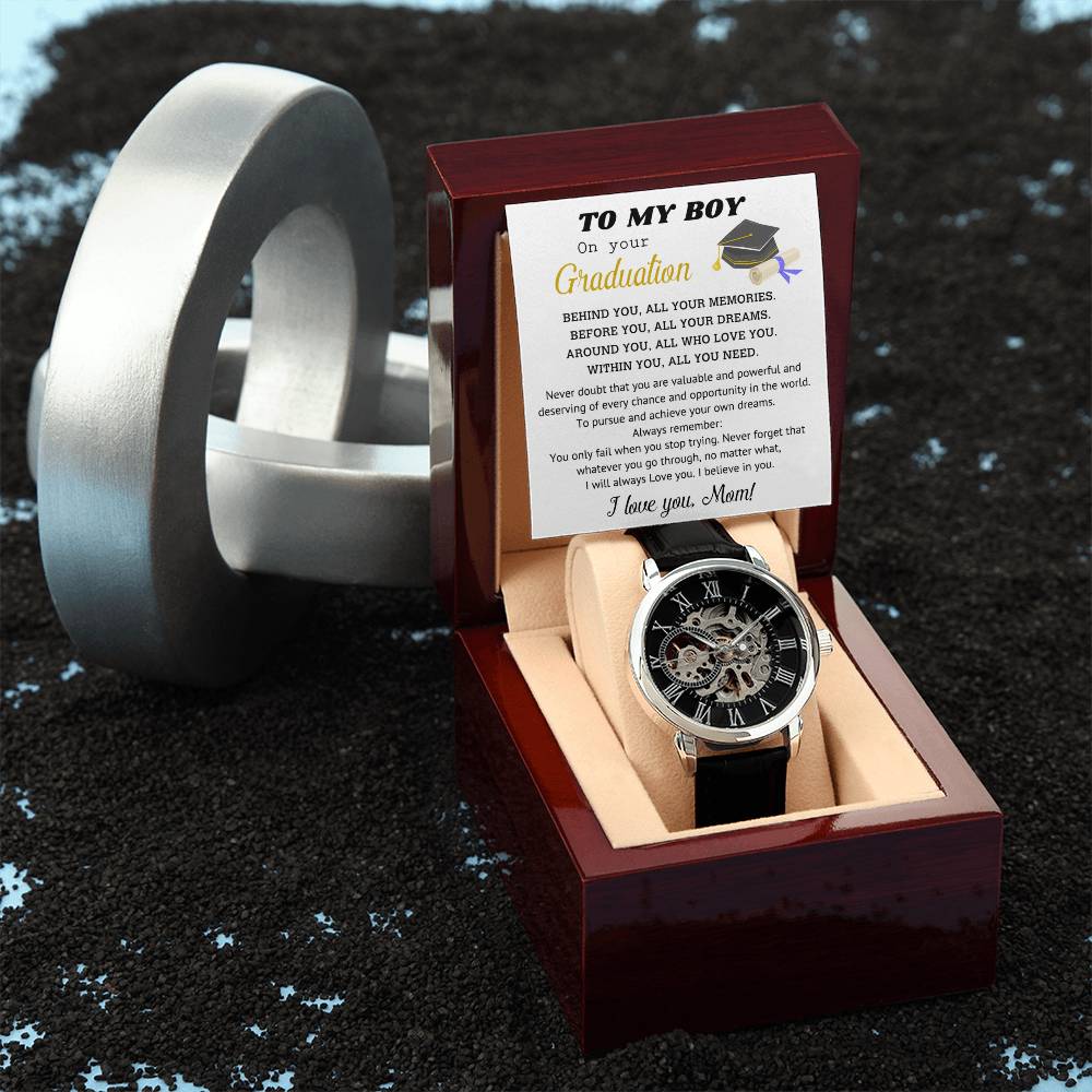 Perfect Graduation Gift - Congratulations - Men's Openwork Watch