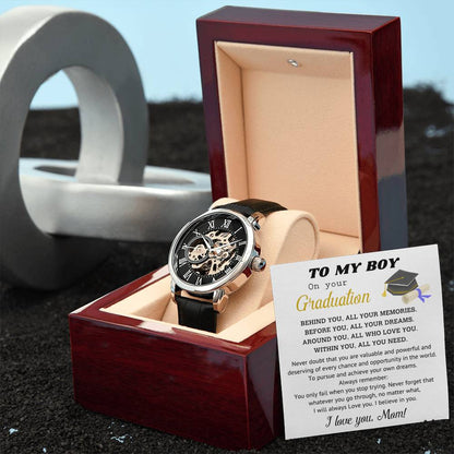 Perfect Graduation Gift - Congratulations - Men's Openwork Watch