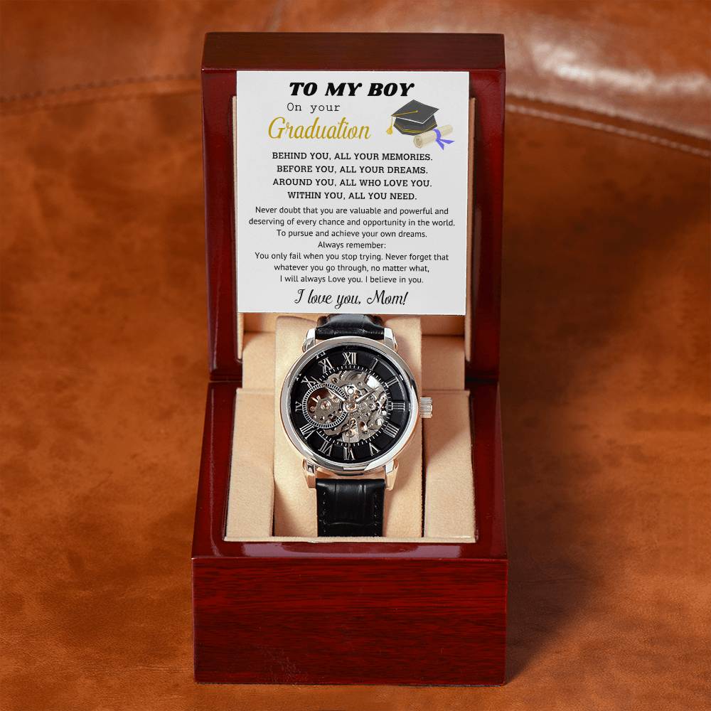 Perfect Graduation Gift - Congratulations - Men's Openwork Watch