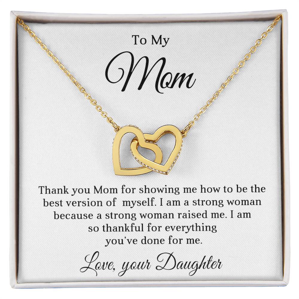 TO MY MOM - HAPPY MOTHER'S DAY - INTERLOCKING HEARTS NECKLACE