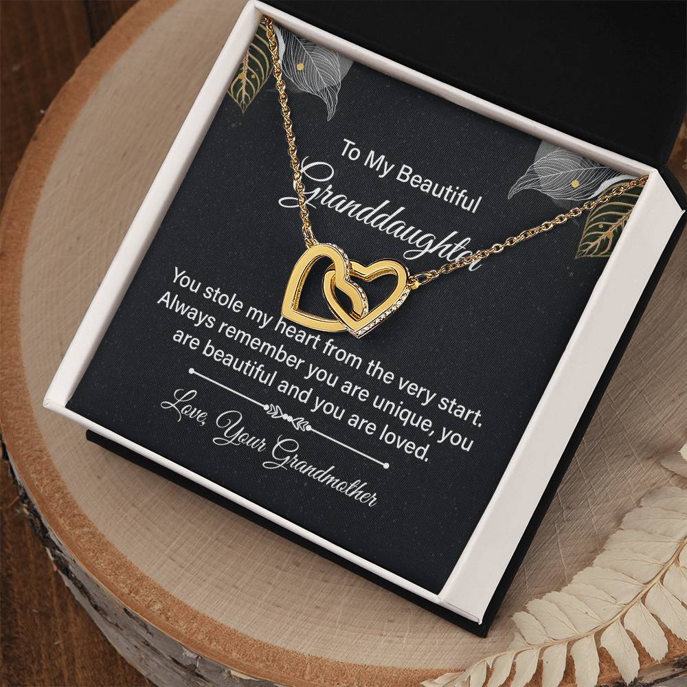 To My Beautiful Granddaughter - Interlocking Hearts Necklace