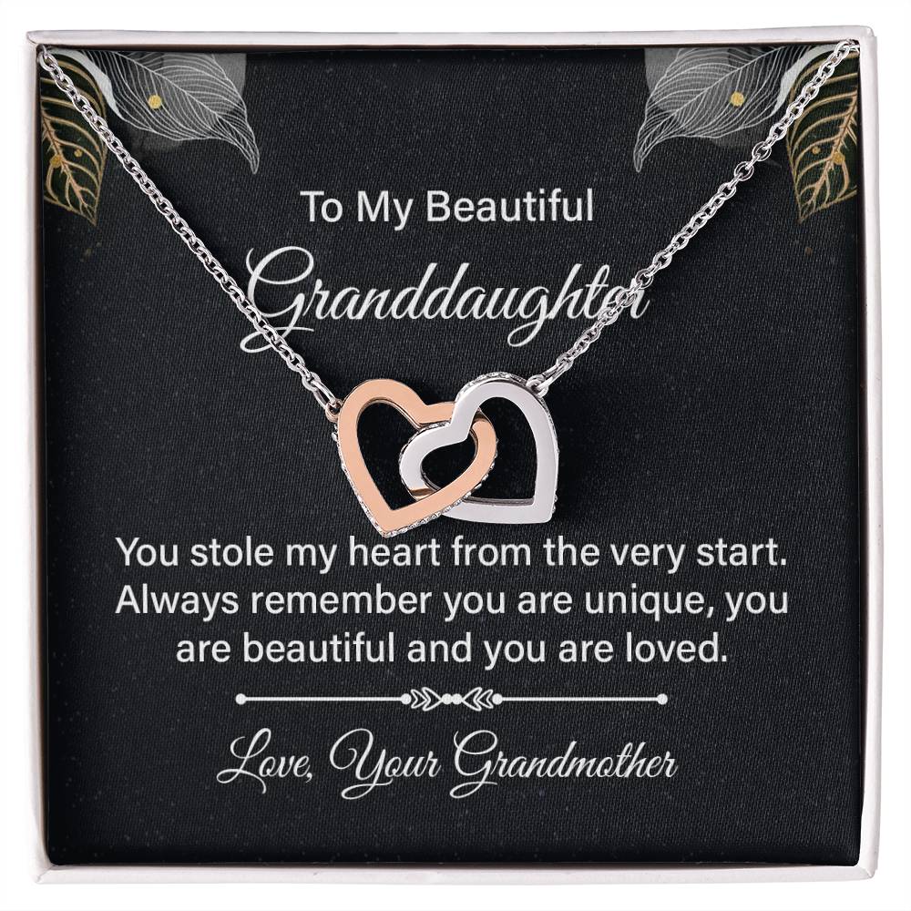 To My Beautiful Granddaughter - Interlocking Hearts Necklace