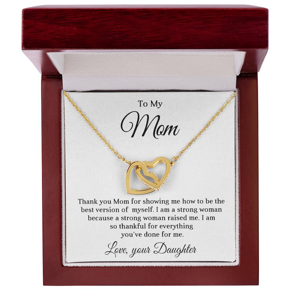 TO MY MOM - HAPPY MOTHER'S DAY - INTERLOCKING HEARTS NECKLACE