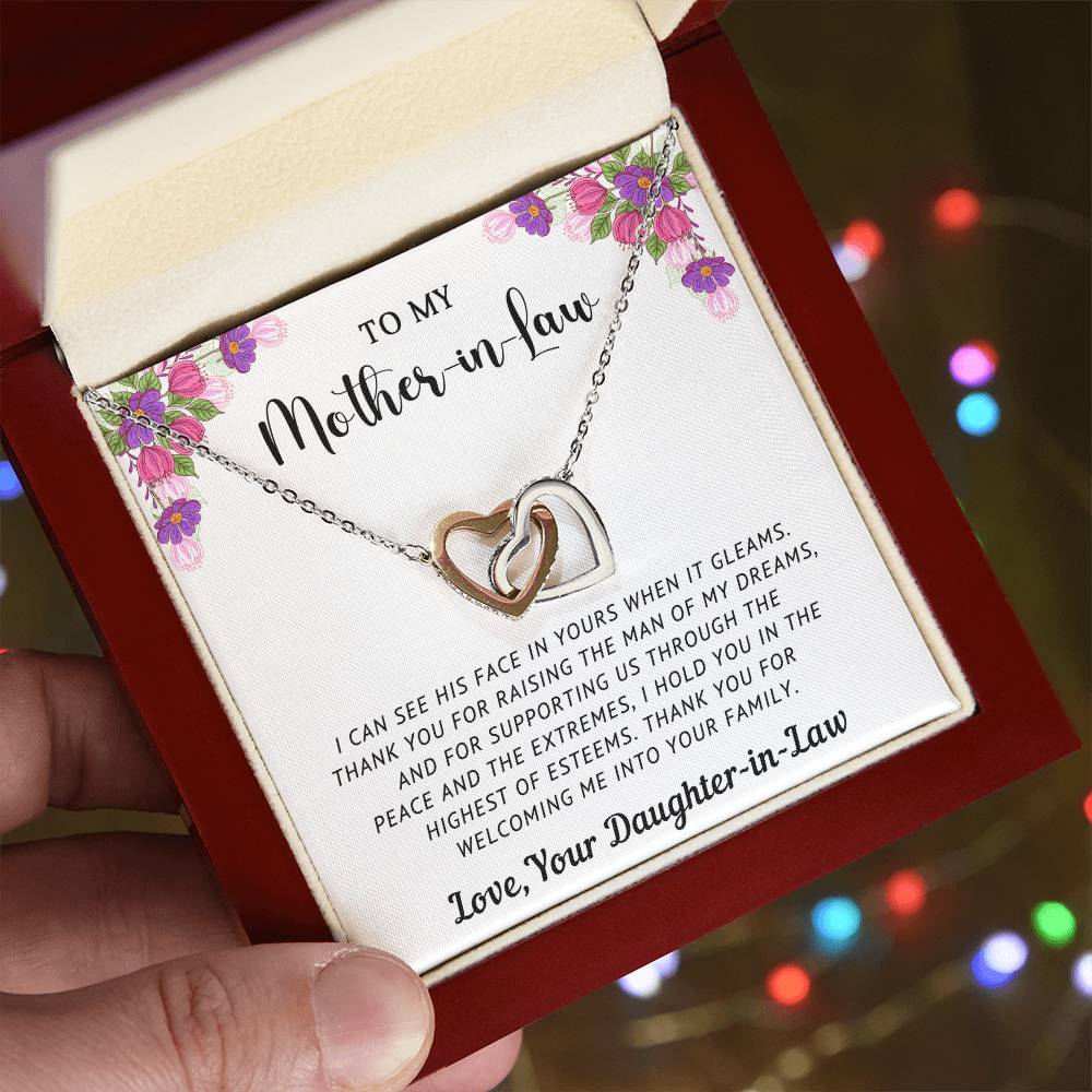 TO MY MOTHER-IN-LAW - INTERLOCKING HEARTS NECKLACE