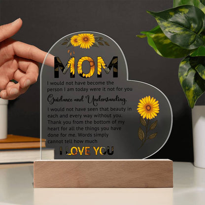 TO MY MOM - ACRYLIC HEART PLAQUE