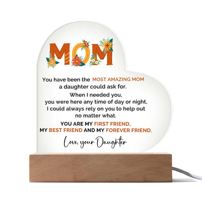 TO MY MOM - HAPPY MOTHER'S DAY - ACRYLIC HEART PLAQUE