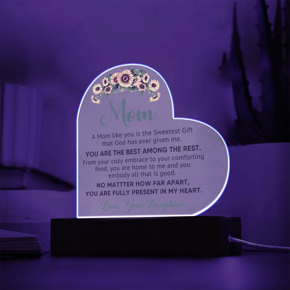 TO MY MOM - HAPPY MOTHER'S DAY - ACRYLIC HEART PLAQUE