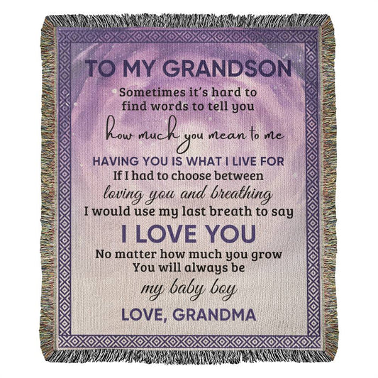 To My Grandson Blanket - Gift From Grandma - Heirloom Woven Blanket