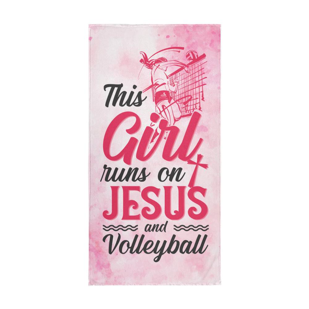 This Girl Runs on Jesus & Volleyball, Sports Towel