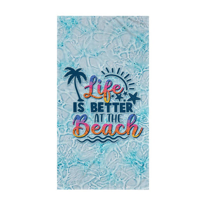 Life  Is Better At The Beach, Light Blue, Beach Towel