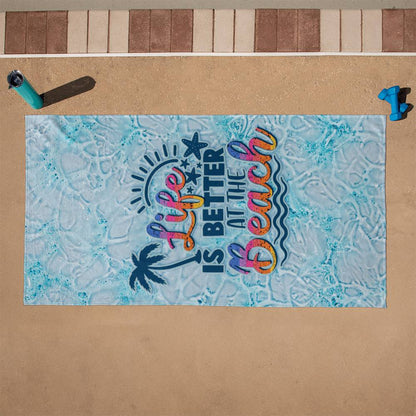 Life  Is Better At The Beach, Light Blue, Beach Towel