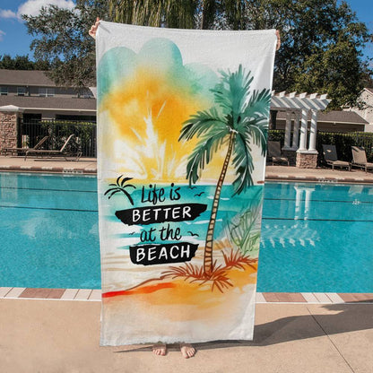 Life is better at the beach-Palm Trees-Towel