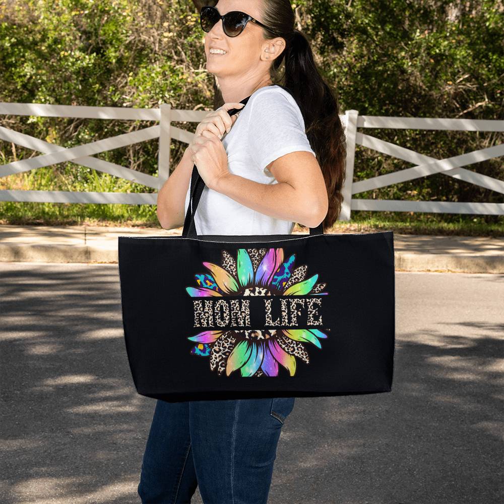 Mom Life Weekender Tote Bag Black