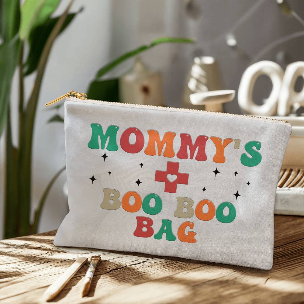 Mommy's Boo Boo Bag, Fabric Zippered Pouch, Large