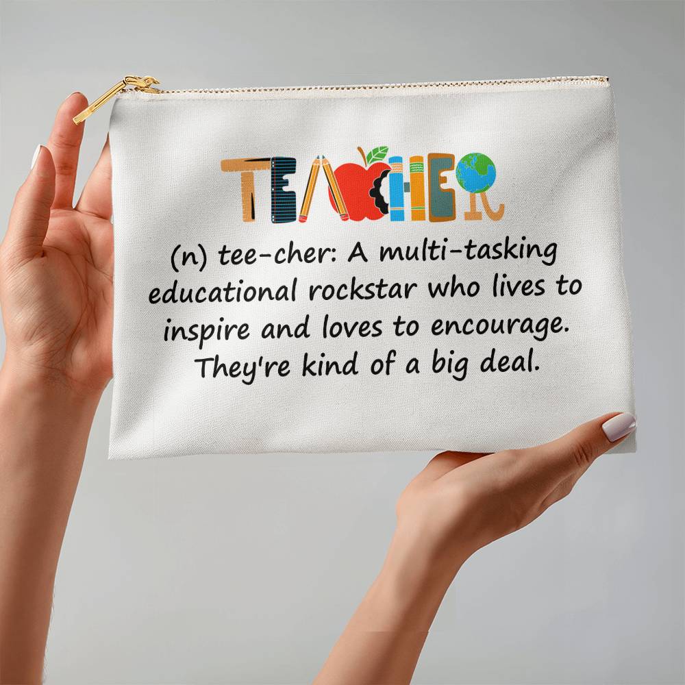 Definition of "Teacher" Fabric Zippered Pouch Large