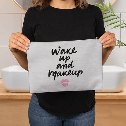 Bolsa grande de tela con cremallera Wake Up and Makeup