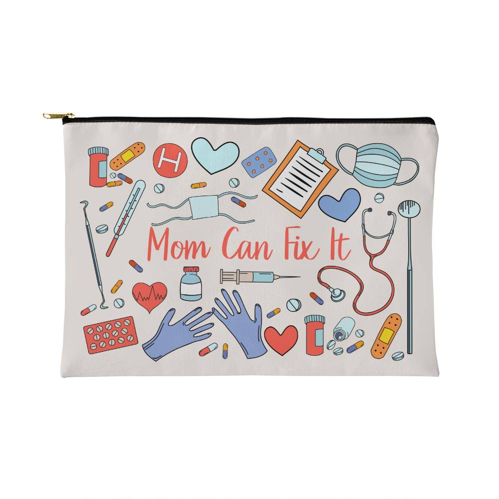 Mom Can Fix it, Fabric Zippered Pouch, Small