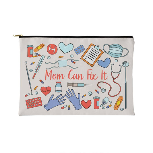 Mom Can Fix it, Fabric Zippered Pouch, Small