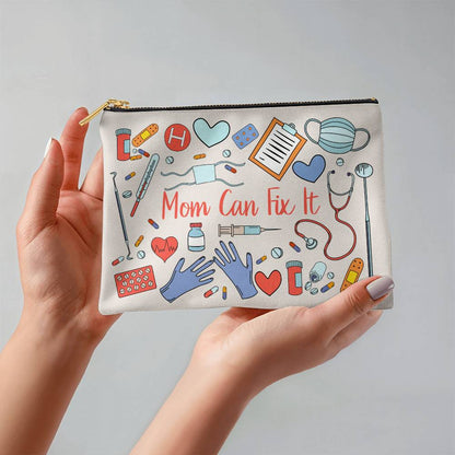 Mom Can Fix it, Fabric Zippered Pouch, Small