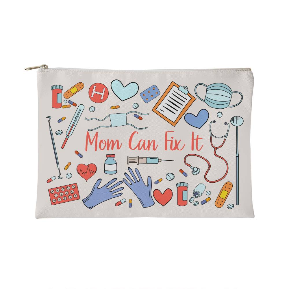 Mom Can Fix it, Fabric Zippered Pouch, Small