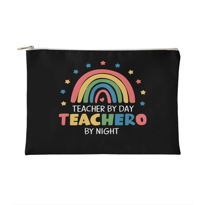 "Teacher By Day Teachero  By Night" Fabric Zippered Pouch Small