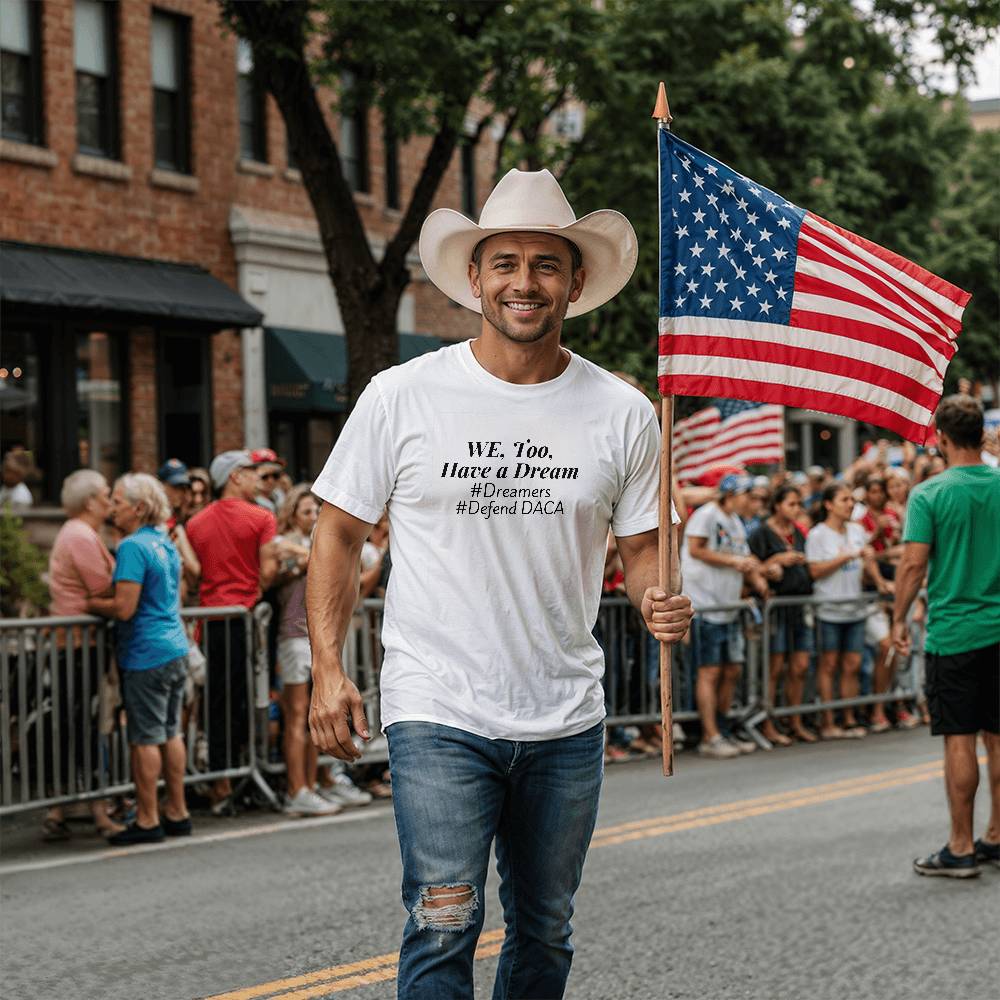 We, Too, Have a Dream, #Defend DACA, White T-Shirt