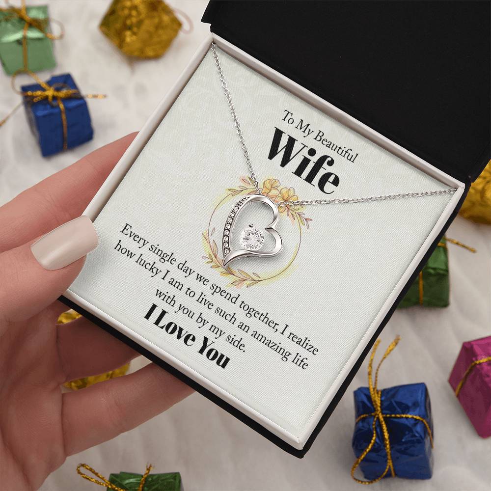 To My Beautiful Wife - Wedding Day Best Gift - Forever Love Necklace