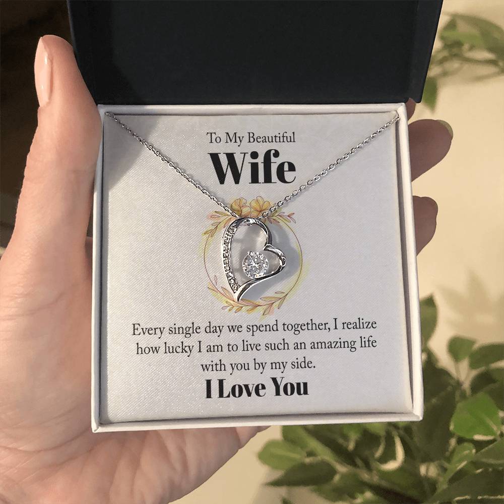 To My Beautiful Wife - Wedding Day Best Gift - Forever Love Necklace