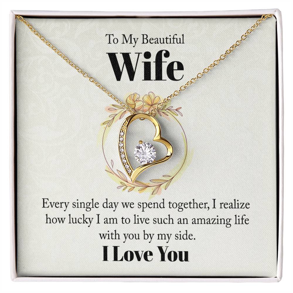 To My Beautiful Wife - Wedding Day Best Gift - Forever Love Necklace