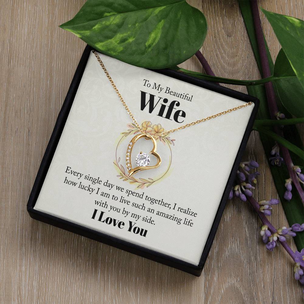 To My Beautiful Wife - Wedding Day Best Gift - Forever Love Necklace